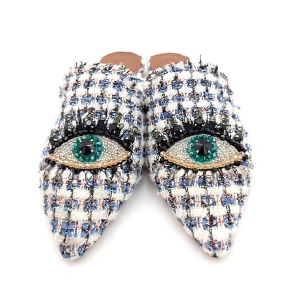 Kurt Geiger London Olive Eye Mule Pointed Toe Women's White Size US5 EU35.5 - Picture 2 of 11